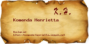 Komenda Henrietta névjegykártya